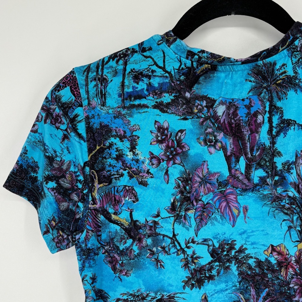 L'Agence Ressi Jungle Toile Fitted Tee Blue Multi Women Size Small Crew Neck - Picture 6 of 8